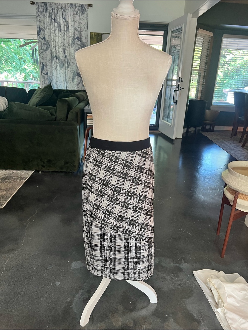Joe Benbasset Black and White Plaid Pencil Skirt